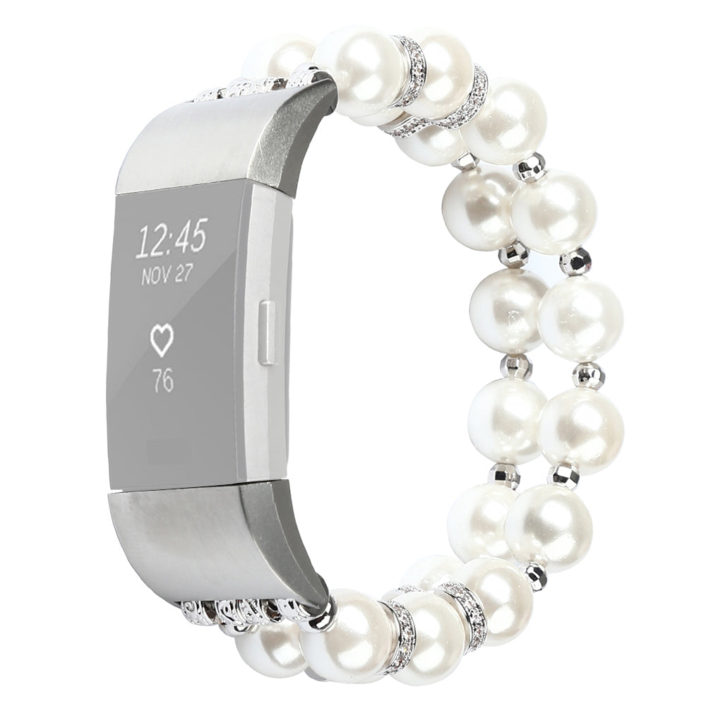 For Fitbit Charge 2 Two Rows Fashionable Pearl Bracelet Wrist Strap Replacement Watch Band For Fitbit Charge 2 Two Rows Fashionable Pearl Bracelet Wrist Strap Replacement Watch Band